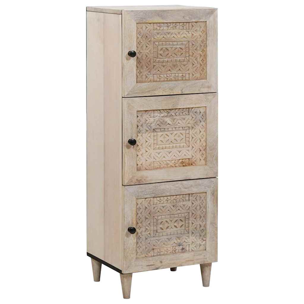 Credenza Bianco 40 x 33 x 110 cm legno massello di mango
