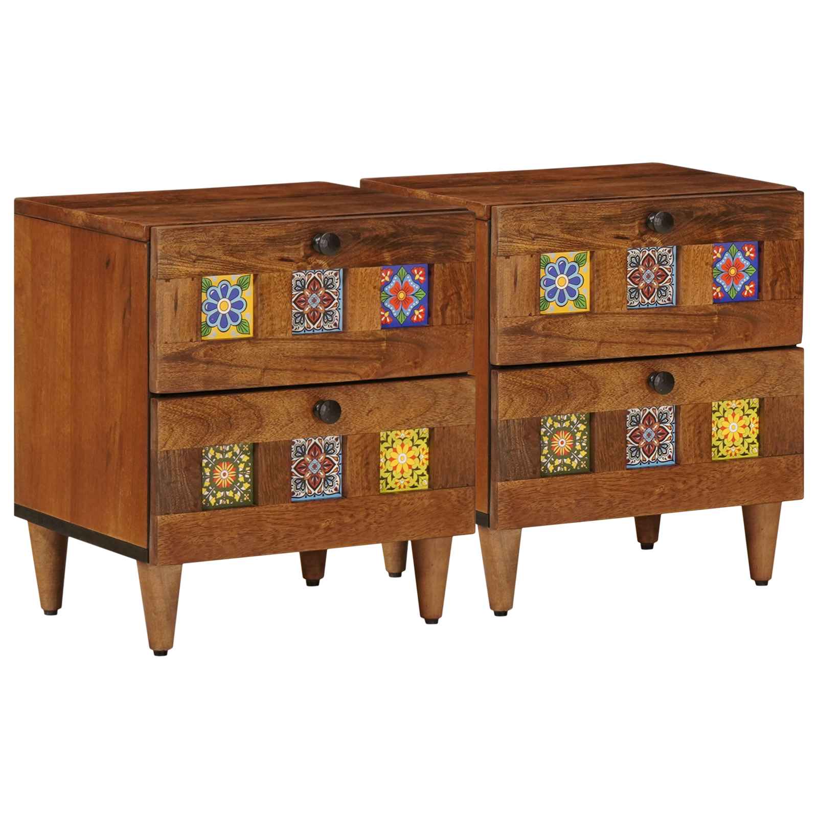 Armadio da Notte con cassetto 2 pcs Marrone 40 x 33 x 46 cm