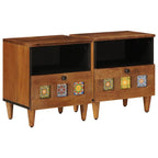 Armadio da Notte con cassetto 2 pcs Marrone 40 x 33 x 46 cm