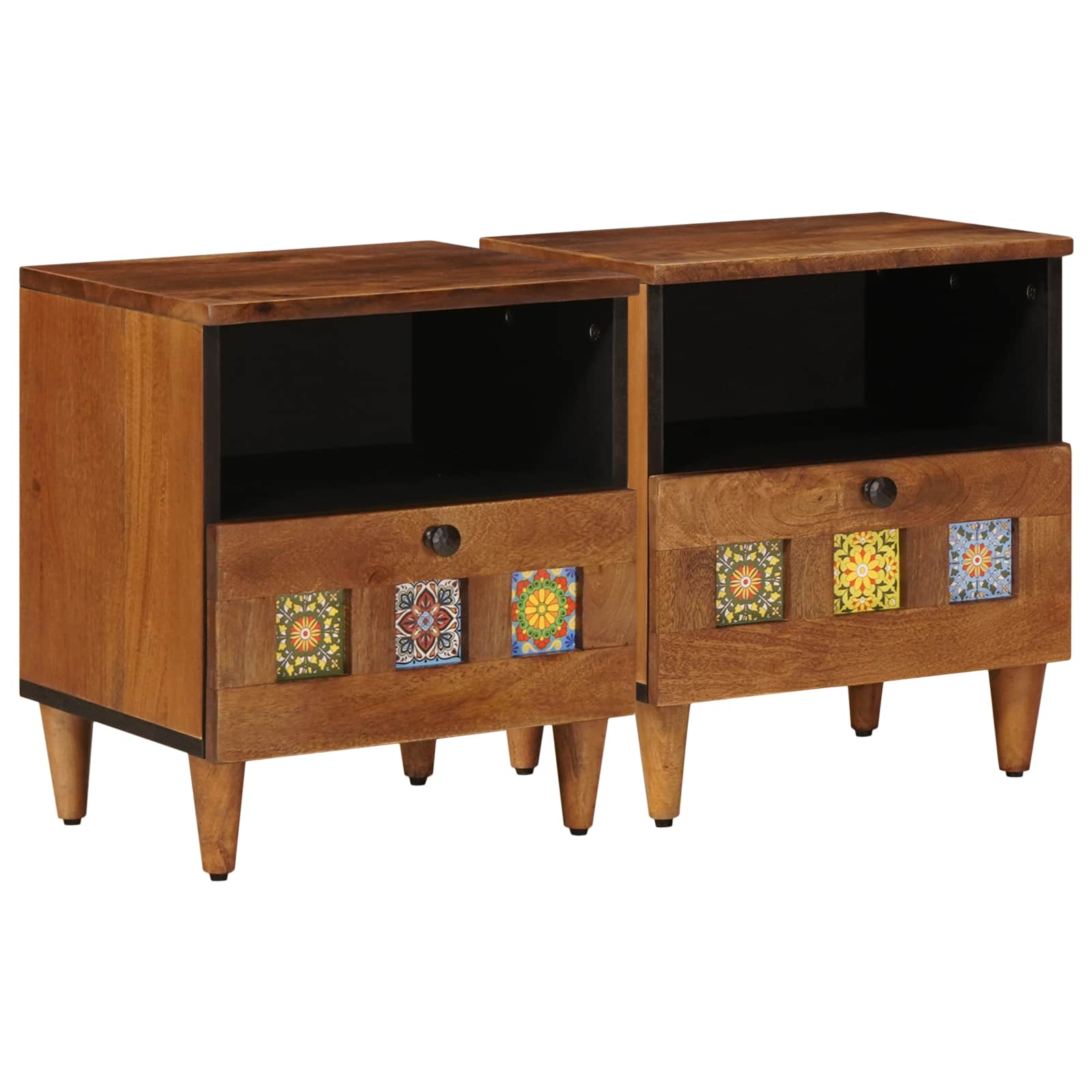 Armadio da Notte con cassetto 2 pcs Marrone 40 x 33 x 46 cm