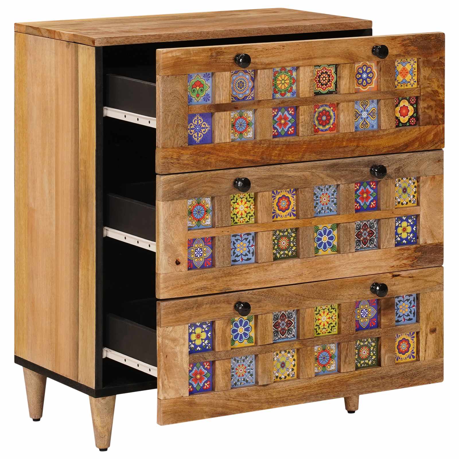 Credenza Naturale 60 x 33 x 75 cm Legno di mango massello
