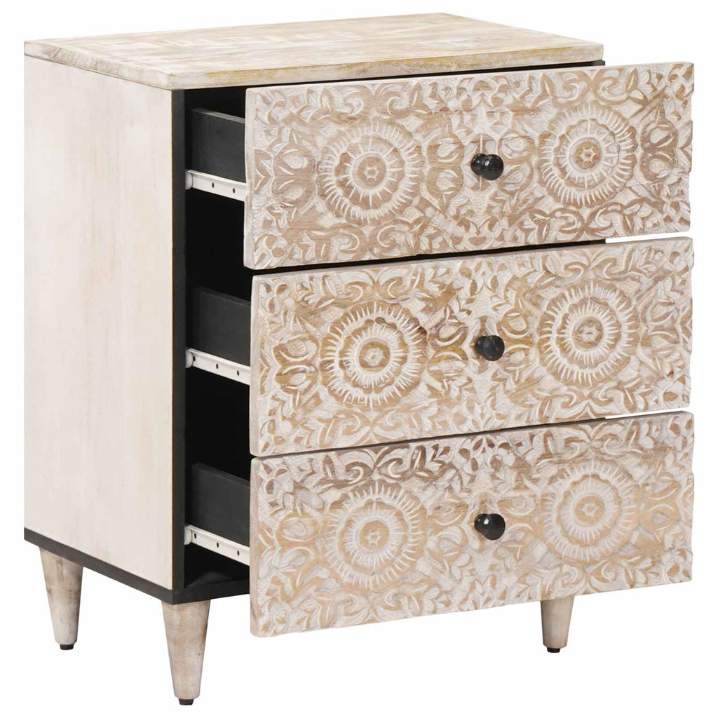Mobiletto da Letto con cassetto Bianco 50 x 33 x 60 cm