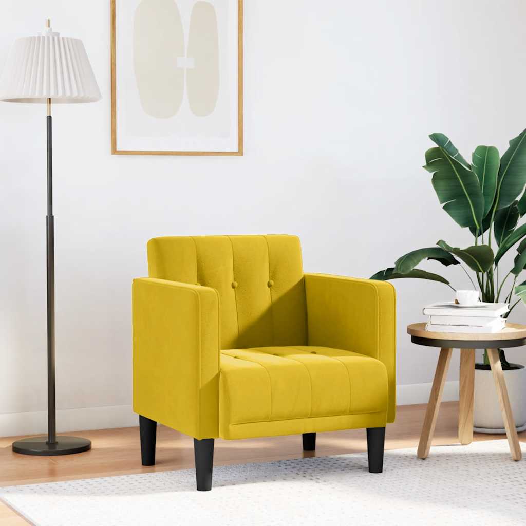 Divano Sedia con Braccioli Giallo 53 cm in Velluto