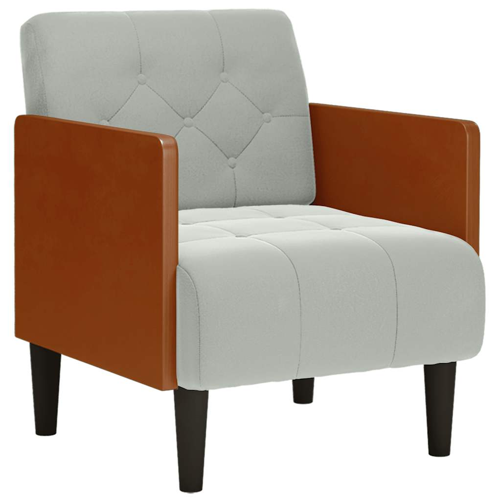 Divano Sedia con Braccioli Grigio Chiaro 55 cm in Velluto