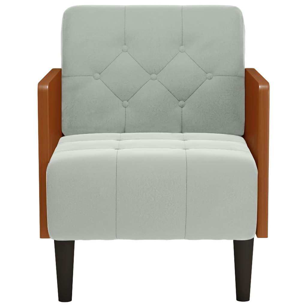 Divano Sedia con Braccioli Grigio Chiaro 55 cm in Velluto