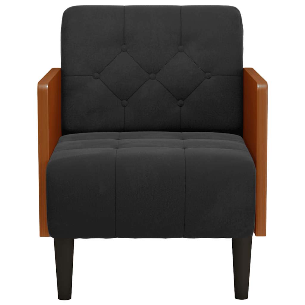 Divano Sedia con Braccioli Nero 55 cm in Velluto