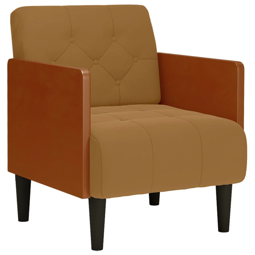 Divano Sedia con Braccioli Marrone 55 cm in Velluto