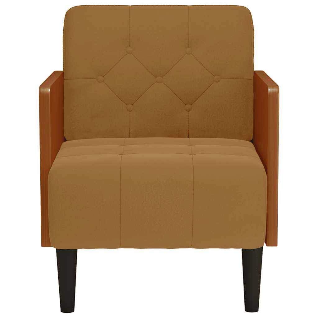 Divano Sedia con Braccioli Marrone 55 cm in Velluto