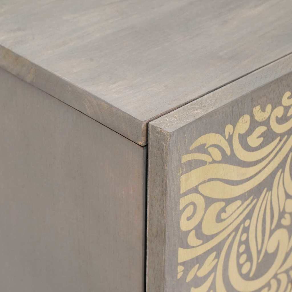 Credenza Grigio e Oro 60 x 33 x 75 cm Legno di mango massello