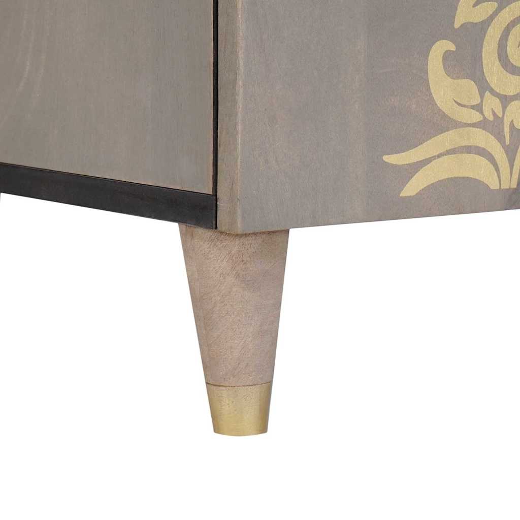 Credenza Grigio e Oro 60 x 33 x 75 cm Legno di mango massello