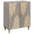 Credenza Grigio e Oro 60 x 33 x 75 cm Legno di mango massello