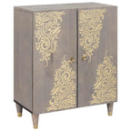 Credenza Grigio e Oro 60 x 33 x 75 cm Legno di mango massello