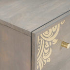 Credenza Grigio e Oro 60 x 33 x 75 cm Legno di mango massello