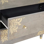 Credenza Grigio e Oro 60 x 33 x 75 cm Legno di mango massello