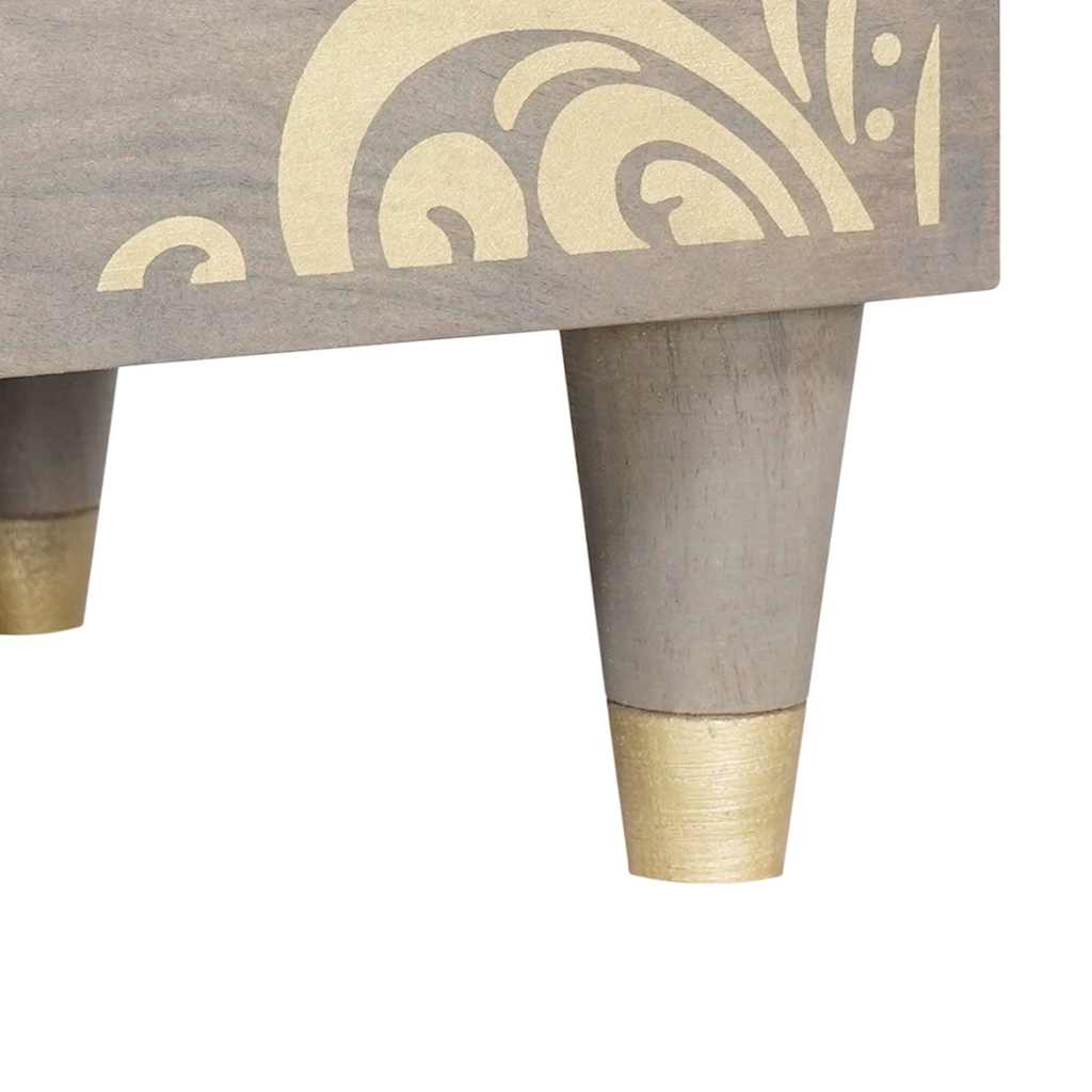 Credenza Grigio e Oro 60 x 33 x 75 cm Legno di mango massello