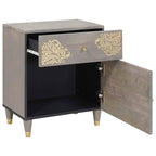 Comodino con porta con cassetto Grigio 50 x 33 x 60 cm