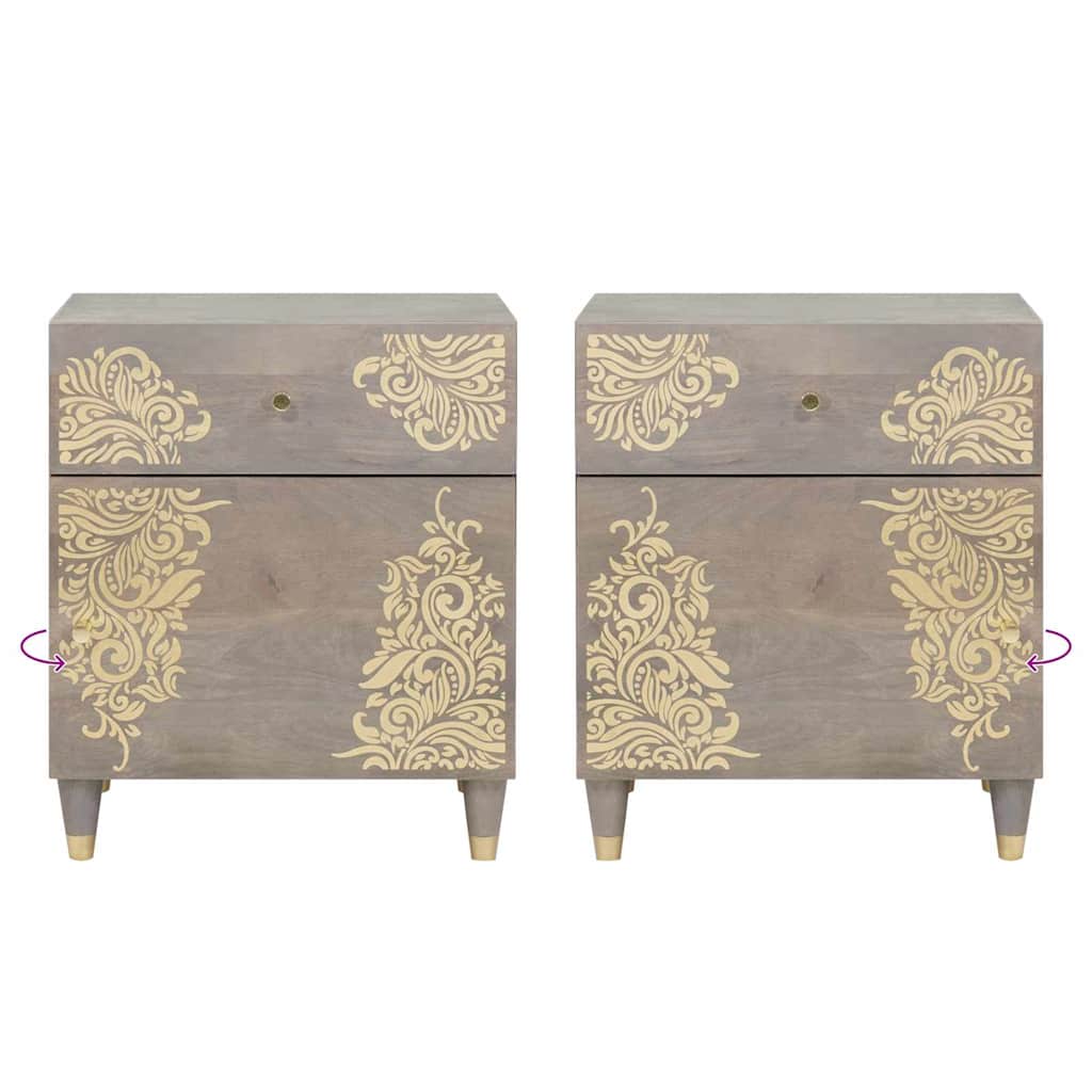 Comodino con porta con cassetto Grigio 50 x 33 x 60 cm