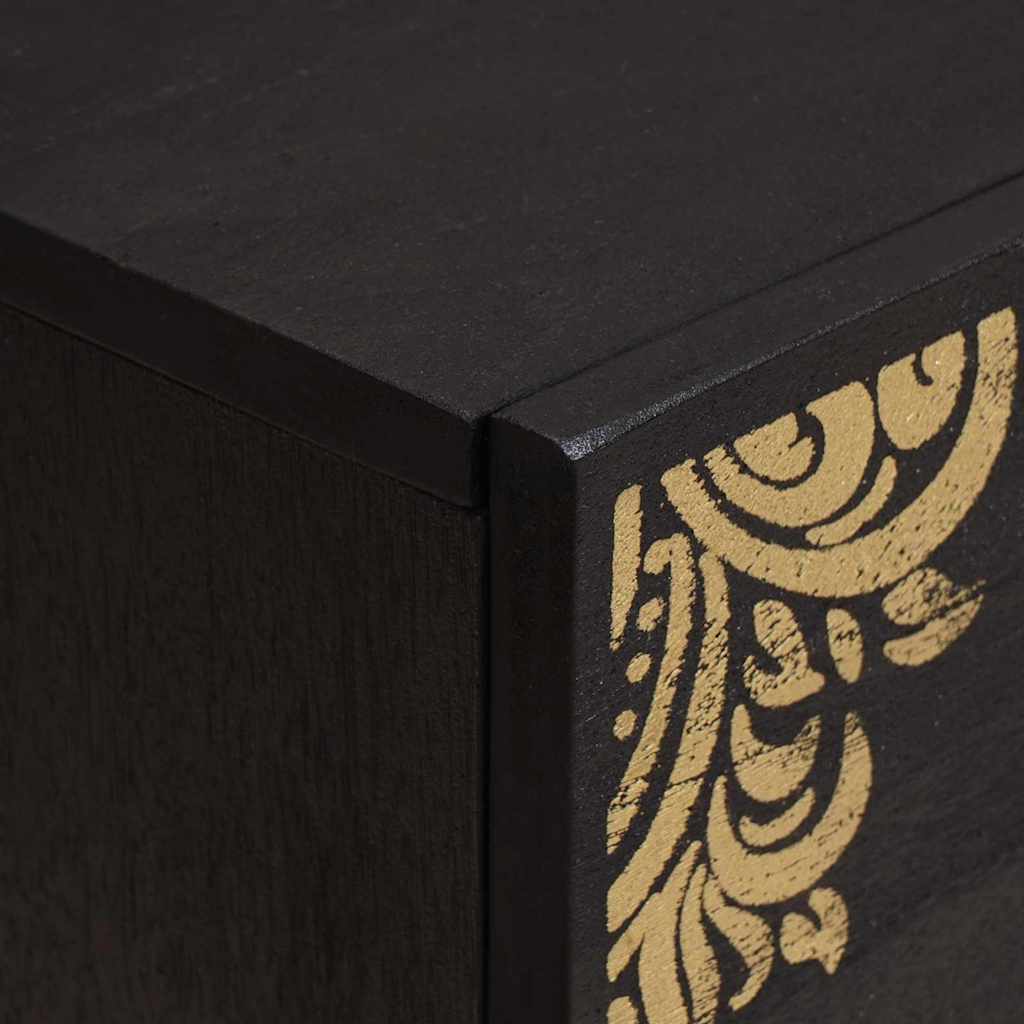 Armadio da Notte Nero 40 x 33 x 46 cm Legno di mango massello