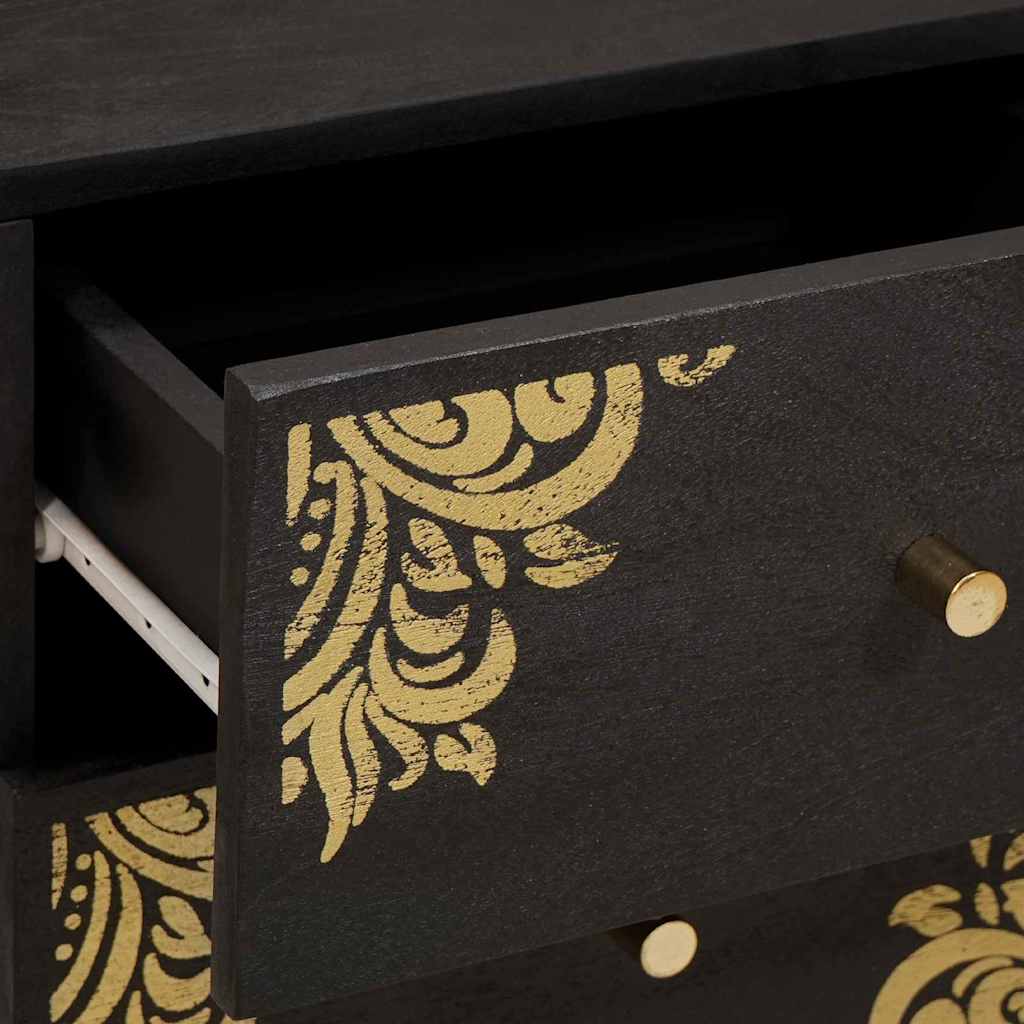 Armadio da Notte Nero 40 x 33 x 46 cm Legno di mango massello