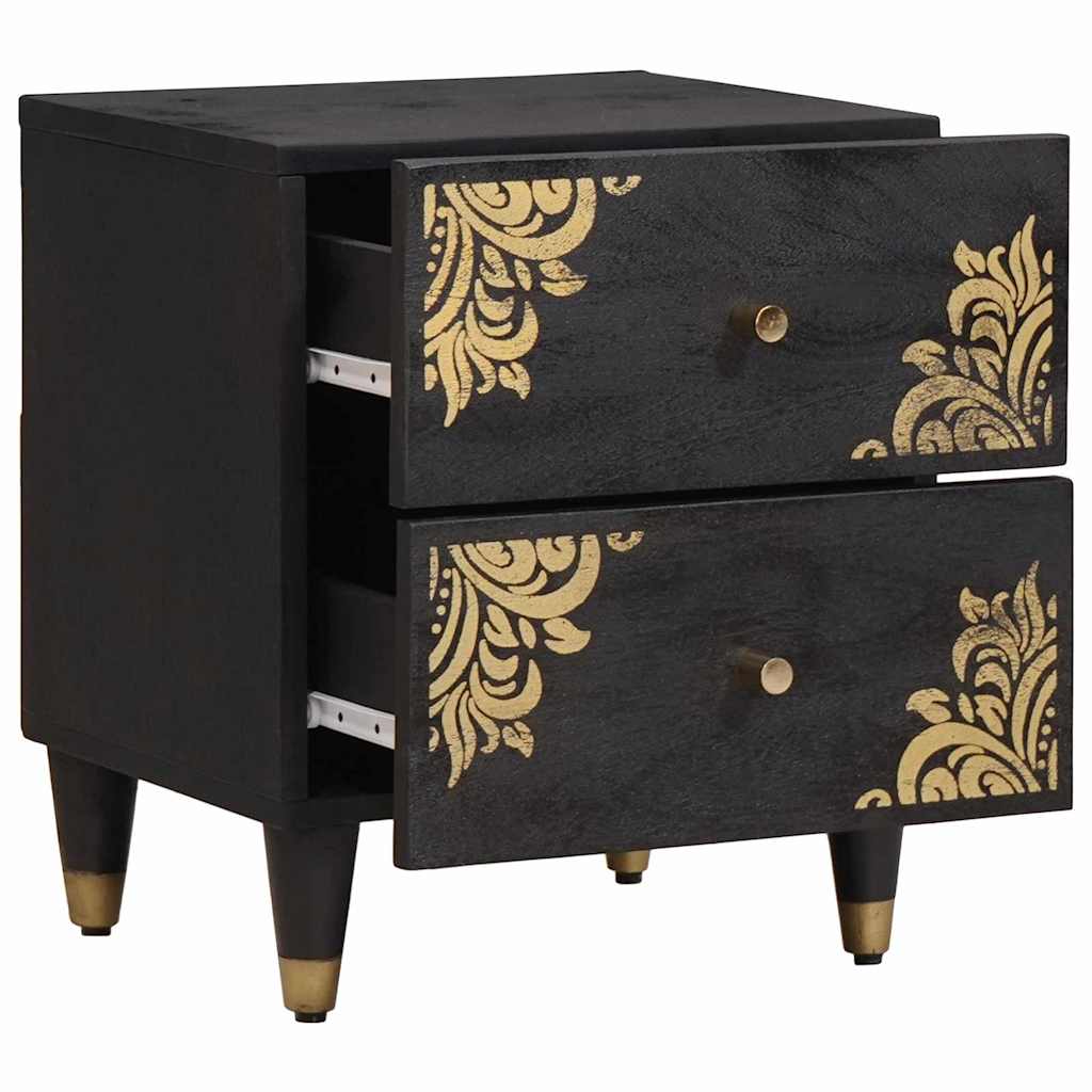 Armadio da Notte Nero 40 x 33 x 46 cm Legno di mango massello