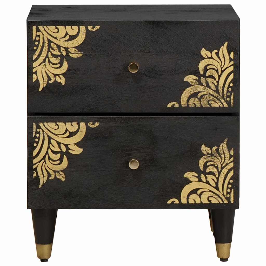 Armadio da Notte Nero 40 x 33 x 46 cm Legno di mango massello