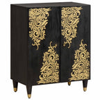 Credenza Nero 60 x 33 x 75 cm Legno di mango massello
