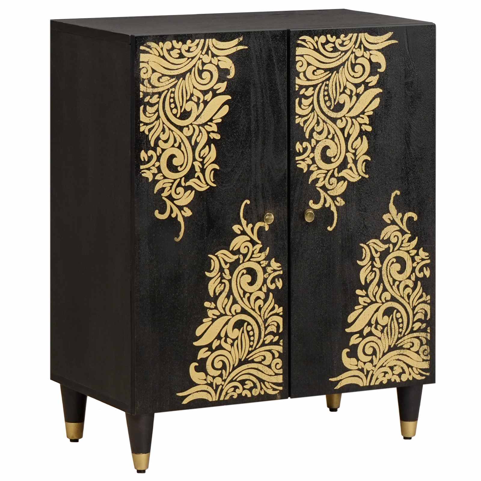 Credenza Nero 60 x 33 x 75 cm Legno di mango massello