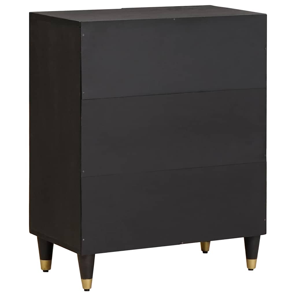Credenza Nero 60 x 33 x 75 cm Legno di mango massello