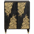Credenza Nero 60 x 33 x 75 cm Legno di mango massello