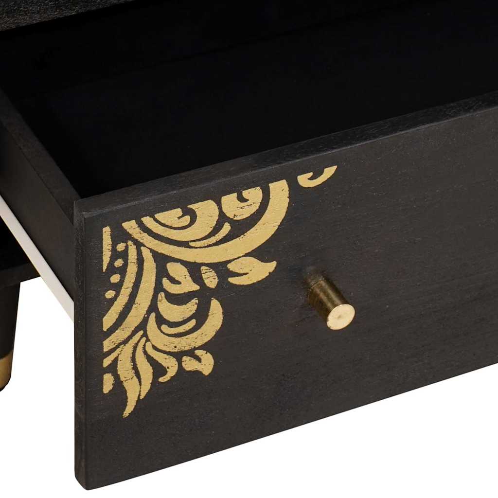 Credenza Nero 60 x 33 x 75 cm Legno di mango massello