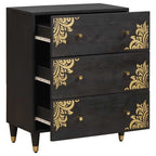 Credenza Nero 60 x 33 x 75 cm Legno di mango massello