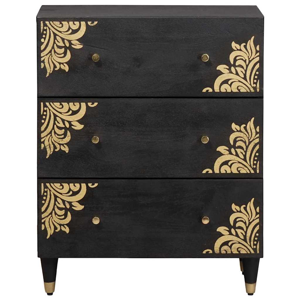 Credenza Nero 60 x 33 x 75 cm Legno di mango massello
