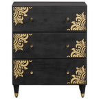 Credenza Nero 60 x 33 x 75 cm Legno di mango massello