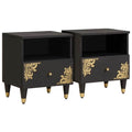 Armadio da Notte con cassetto 2 pcs Nero 40 x 33 x 46 cm