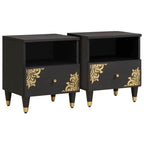 Armadio da Notte con cassetto 2 pcs Nero 40 x 33 x 46 cm