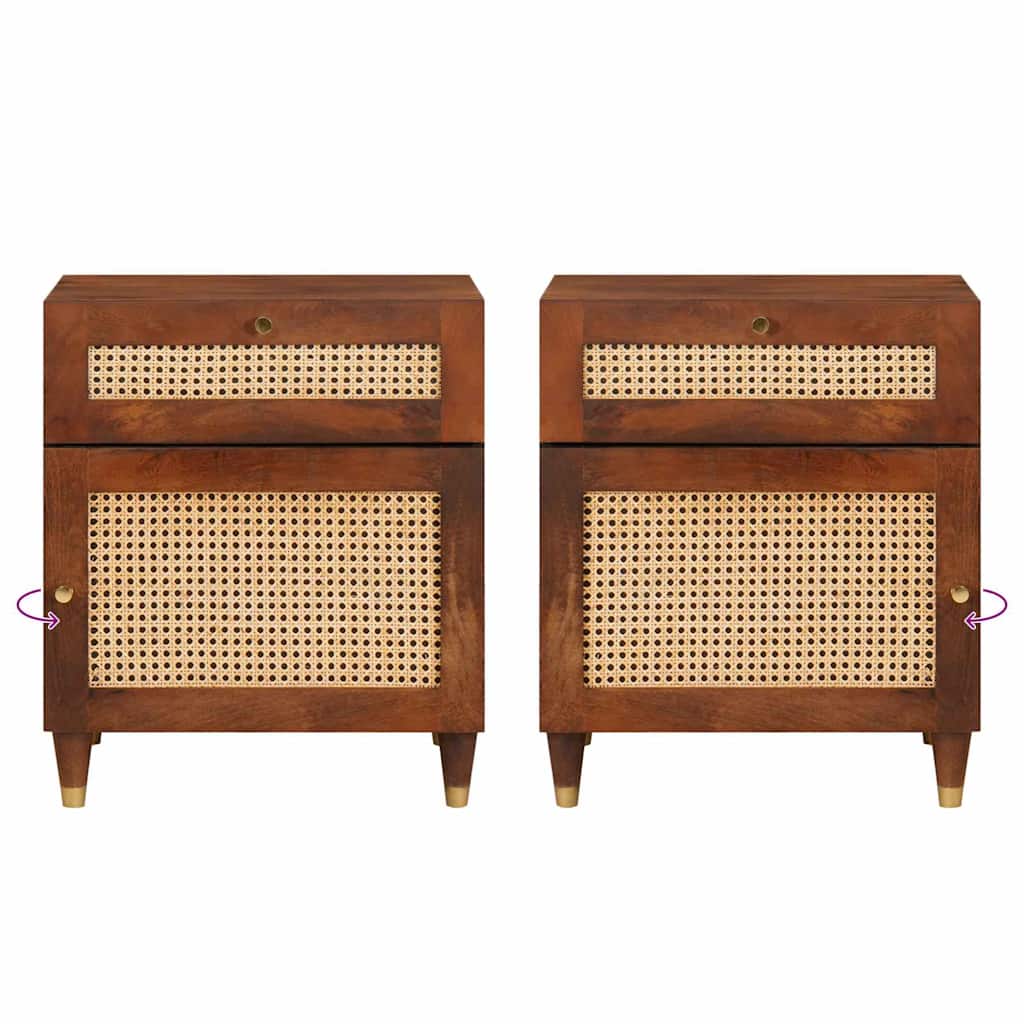 Comodini con cassetto 50 x 33 x 60 cm Legno di mango massello