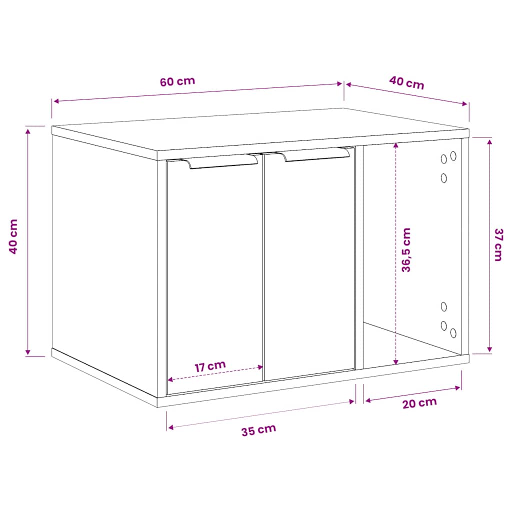 Recinto Lettiera Rovere Artigianale 60x40x40 cm in Truciolato