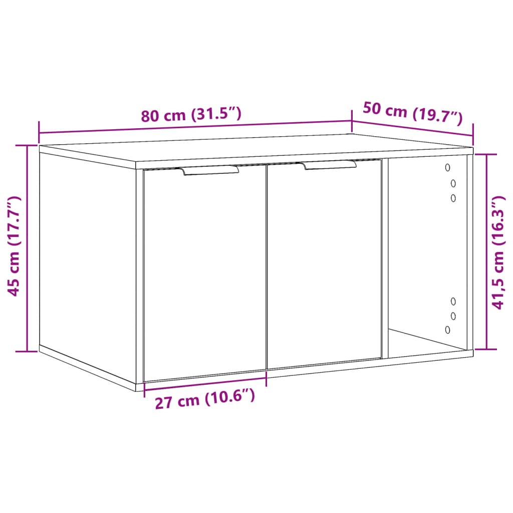 Recinto Lettiera Gatti Rovere Fumo 80x50x45 cm in Truciolato