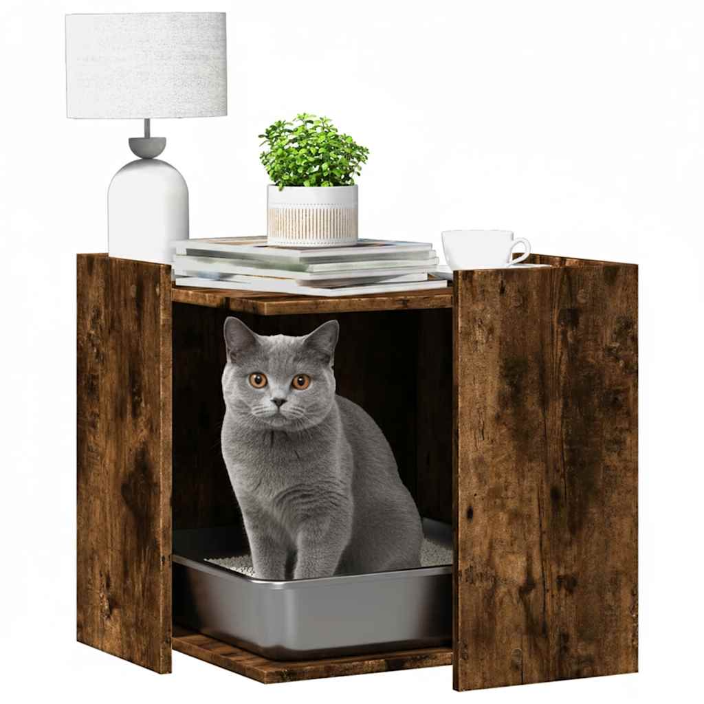 Recinto Lettiera Gatti Rovere Fumo 53x53x51 cm in Truciolato