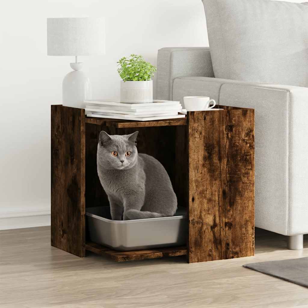 Recinto Lettiera Gatti Rovere Fumo 53x53x51 cm in Truciolato