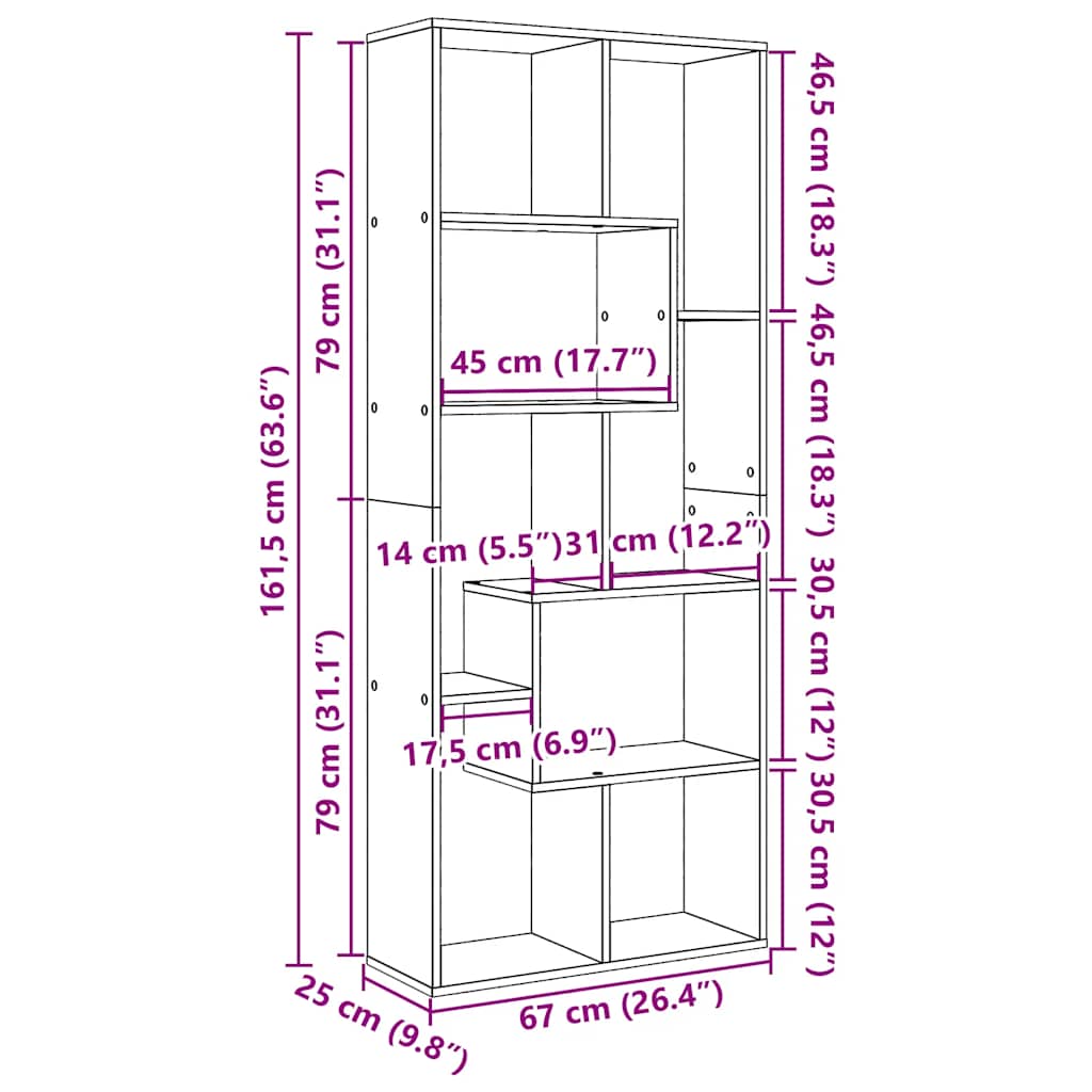 Libreria Divisorio Bianca 67x25x161,5 cm in Truciolato