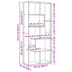 Libreria Divisorio Grigio Cemento 67x25x161,5 cm in Truciolato