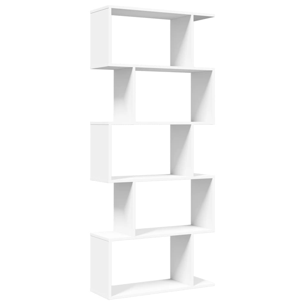 Libreria divisoria per ambienti a 5 ripiani bianca 70x24x161 cm in legno ingegnerizzato