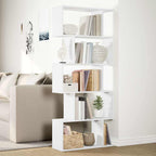 Libreria divisoria per ambienti a 5 ripiani bianca 70x24x161 cm in legno ingegnerizzato
