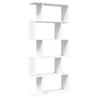 Libreria divisoria per ambienti a 5 ripiani bianca 70x24x161 cm in legno ingegnerizzato