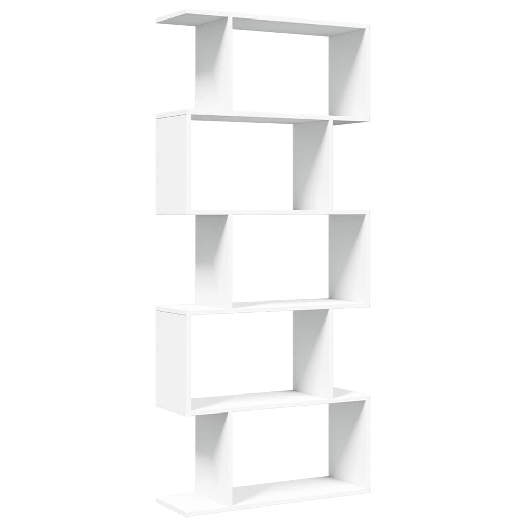 Libreria divisoria per ambienti a 5 ripiani bianca 70x24x161 cm in legno ingegnerizzato