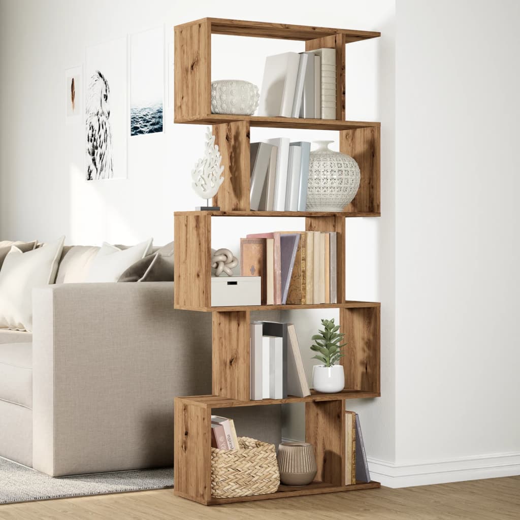 Libreria 5 Ripiani Rovere Artigianale 70x24x161 cm Truciolato