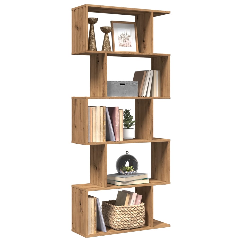 Libreria 5 Ripiani Rovere Artigianale 70x24x161 cm Truciolato