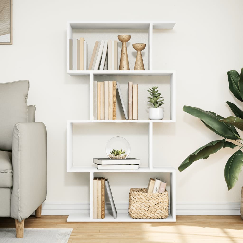 Libreria divisoria a 4 ripiani bianca 70x24x129 cm in legno ingegnerizzato
