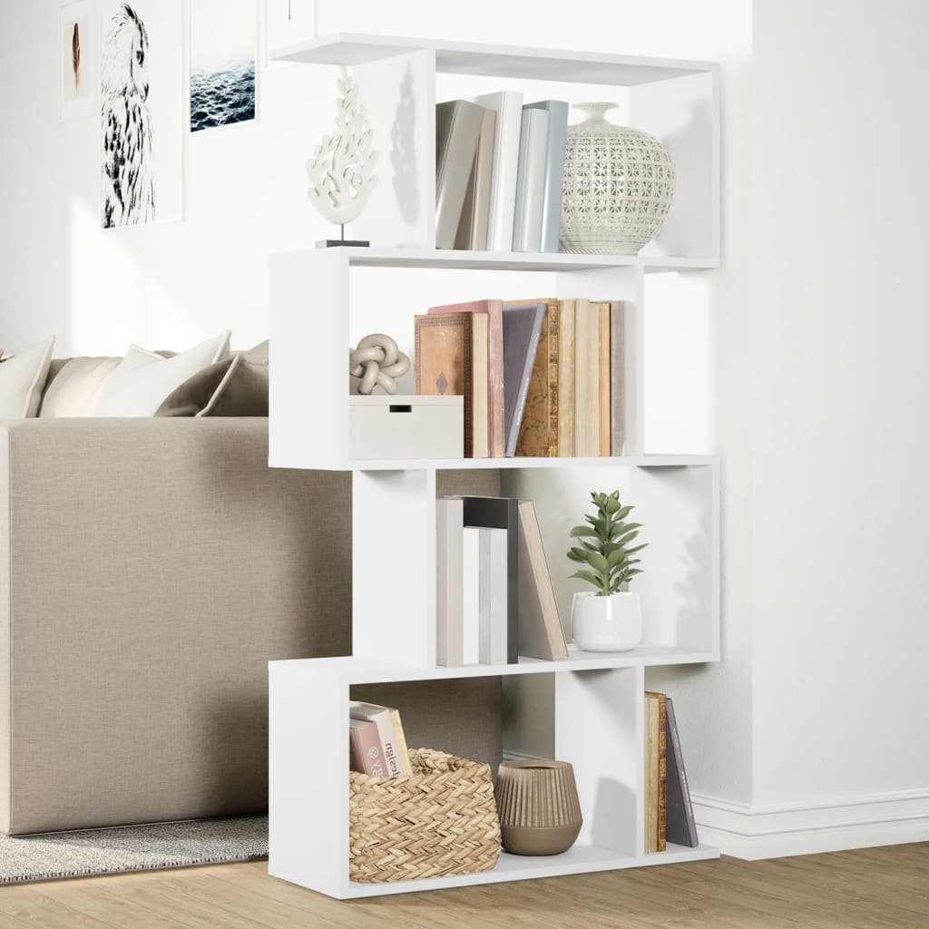 Libreria divisoria a 4 ripiani bianca 70x24x129 cm in legno ingegnerizzato
